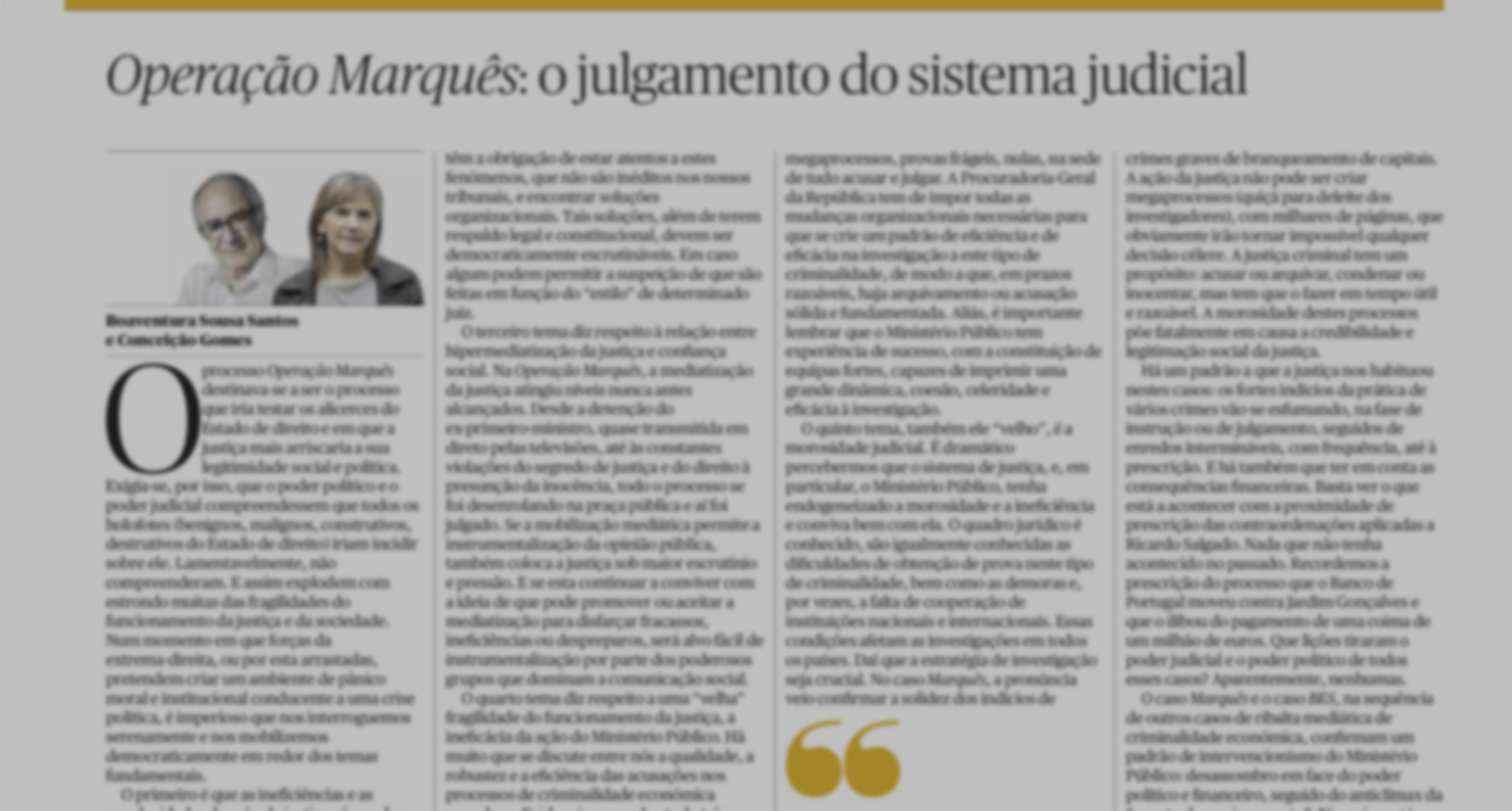 Público – Artigo de Boaventura de Sousa Santos e Conceição Gomes